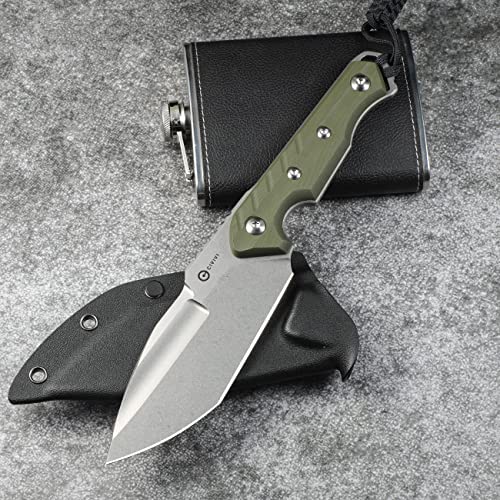 CIVIVI Maxwell Fixed blade knife, 4.74" D2 Steel Blade G10 Handle, Maciej Torbé Utility Knife With A Black Kydex Sheath and A Paracord Lanyard for Camping Hiking Hunting C21040-2