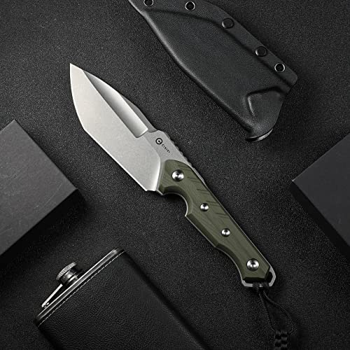 CIVIVI Maxwell Fixed blade knife, 4.74" D2 Steel Blade G10 Handle, Maciej Torbé Utility Knife With A Black Kydex Sheath and A Paracord Lanyard for Camping Hiking Hunting C21040-2