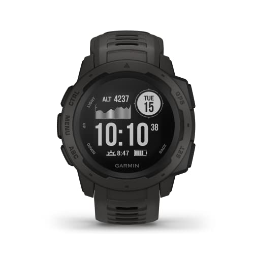 Garmin 010-02064-00 Instinct, Rugged Outdoor Watch with GPS, Features Glonass and Galileo, Heart Rate Monitoring and 3-Axis Compass, Graphite