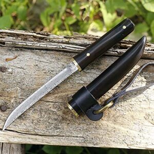 Joa Unique knife multitool hunting knife small knives Fixed knife sharp blade damascus steel knife black wood handle knife outdoor tactical knife survival AUS knife with sheath