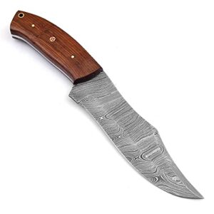 Handmade Damascus Hunting Knife with leather sheath Best Camping,Hiking,Tactical,Survival Knife for Men | Damascus fixed blade knife | Walnut Handle