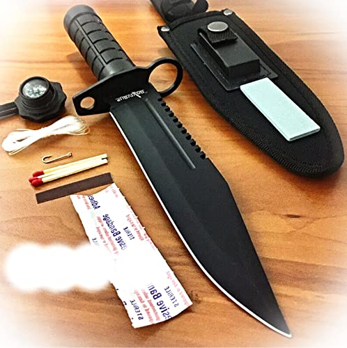 New Black Tactical Hunting Combat Fixed Blade Knife Machete Bowie Survival Kit Camping Outdoor Pro Tactical Elite Knife BLDA-0489