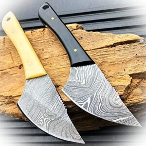 new 2pc hunting tactical skinner damascus caping fixed blade knife full tang camping camping outdoor pro tactical elite knife blda-1085