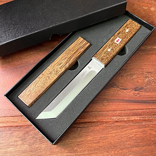 MADSABRE Bundle of 2 Items - Dual Blade Pocket Knife - Japanese Samurai Tanto Fixed Blade Katana - Perfect for Outdoor Hunting Survival Camping EDC Camping Hiking, Unique Gifts for Men