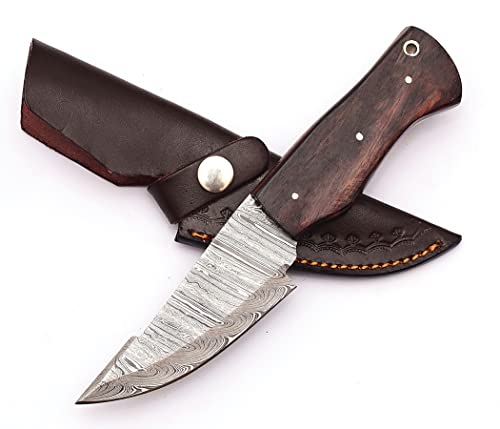 Sky Knives Handmade Fixed Blade High Carbon Steel, Damascus Hunting Knives, Bushcraft EDC Survival and Pocket Knife For Men With Sheath. (8 Inch Knife)