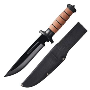 Leopcito 13.6" Fixed Blade Tactical Bowie Knives with Sheath, Stainless Steel Survival Hunting Bushcraft Full Tang Non-Slip Handle Knife for Camping, Hunting, Adventure, Outdoors, EDC, D101BK