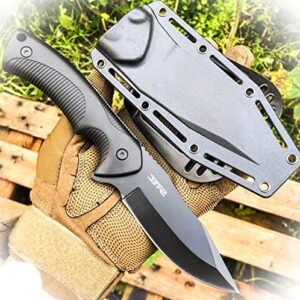 new 9″ fixed black blade tactical hunting knife with abs belt loop holster sheath camping outdoor pro tactical elite knife blda-0478