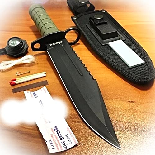 New 12" Tactical Hunting Combat Fixed Blade Knife Machete Bowie Survival Kit Camping Outdoor Pro Tactical Elite Knife BLDA-0435
