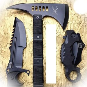 new 4pc black tactical survival hunting combat camping pocket knife set axe edc camping outdoor pro tactical elite knife blda-1169