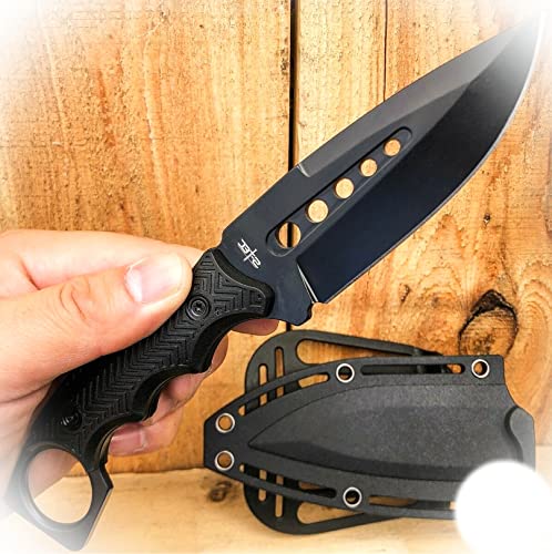 New 8.5" BLACK Fixed Blade Tactical Hunting Knife ABS Belt Loop Holster Sheath NEW Camping Outdoor Pro Tactical Elite Knife BLDA-0548