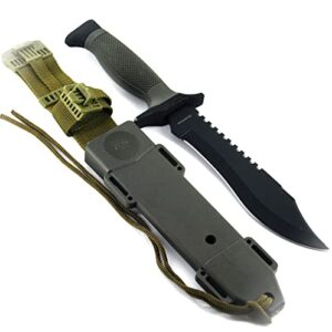 new 12″ military survival bowie hunting knife w/ sheath fixed blade army green new camping outdoor pro tactical elite knife blda-0772
