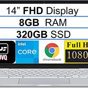 ASUS Newest 14" FHD Chromebook Laptop, Intel Core m3-8100Y(up to 3.4 GHz), 320GB Space(64GB eMMC+256GB Card), 8GB RAM, Webcam, WiFi, USB, Bluetooth, Backlit Keyboard, Chrome OS, Silver, JVQ MP