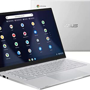 ASUS Newest 14" FHD Chromebook Laptop, Intel Core m3-8100Y(up to 3.4 GHz), 320GB Space(64GB eMMC+256GB Card), 8GB RAM, Webcam, WiFi, USB, Bluetooth, Backlit Keyboard, Chrome OS, Silver, JVQ MP