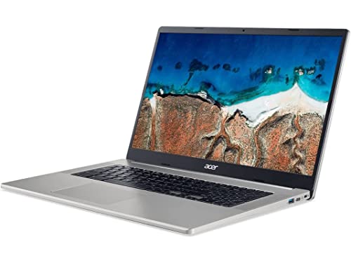 Acer 2022 Chromebook 17.3" FHD for Business and Student Laptop, Intel Celeron N4500 Processor, 4GB RAM, 64GB eMMC Flash Memory, Intel HD Graphics 630, Silver, Chrome OS, 32GB UBS Card