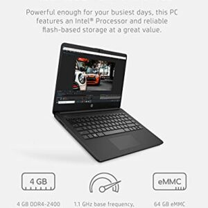 HP 14 Laptop, Intel Celeron N4020, 4 GB RAM, 64 GB Storage, 14-inch Micro-Edge HD Display, Windows 11 Home, Thin & Portable, 4K Graphics, One Year of Microsoft 365 (14-dq0020nr, 2021, Jet Black)