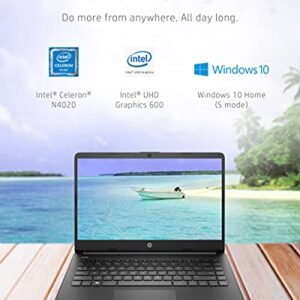 HP 14 Laptop, Intel Celeron N4020, 4 GB RAM, 64 GB Storage, 14-inch Micro-Edge HD Display, Windows 11 Home, Thin & Portable, 4K Graphics, One Year of Microsoft 365 (14-dq0020nr, 2021, Jet Black)