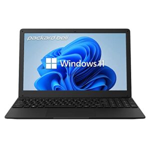 packard bell 15.6 inch laptop ips fhd 1920 x 1080 resolution laptop computer, intel celeron n4020, uhd graphics 600, 4gb ram 128gb ssd, micro sd slot, windows 11 in home s mode, 2mp camera, speakers