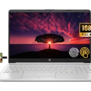 HP 15.6" FHD Touchscreen Business Laptop, 11th Gen Intel Core i3-1115G4 Processor, Windows 10 Pro, 12GB RAM, 256GB SSD, HDMI, Wi-Fi 5, Bluetooth, Fingerprint Reader, Silver, 32GB Durlyfish USB Card