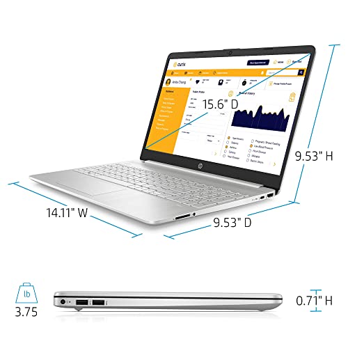 HP 15.6" FHD Touchscreen Business Laptop, 11th Gen Intel Core i3-1115G4 Processor, Windows 10 Pro, 12GB RAM, 256GB SSD, HDMI, Wi-Fi 5, Bluetooth, Fingerprint Reader, Silver, 32GB Durlyfish USB Card