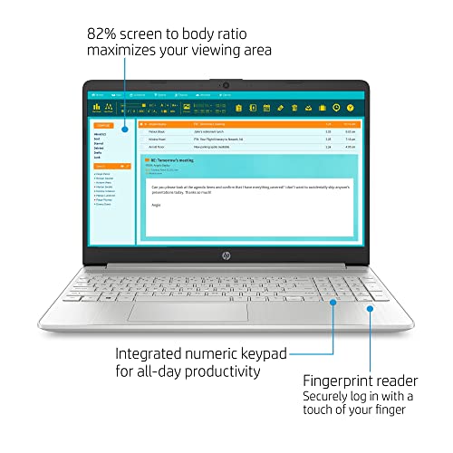 HP 15.6" FHD Touchscreen Business Laptop, 11th Gen Intel Core i3-1115G4 Processor, Windows 10 Pro, 12GB RAM, 256GB SSD, HDMI, Wi-Fi 5, Bluetooth, Fingerprint Reader, Silver, 32GB Durlyfish USB Card