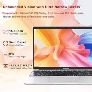 Ruzava 15.6 Inch Laptop Computer, 6GB+128GB SSD, Windows 10 Pro Laptop, Intel J4105 1.5Ghz Processor Notebook, 1920x1080 IPS Display, 2.4G+5G WiFi, BT4.2, USB HDMI, Numpad, Fast Charge,WOZIFAN Silver