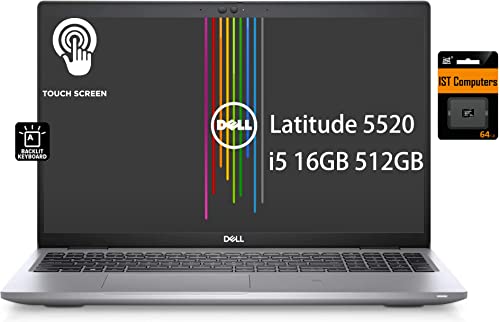 Dell Latitude 5520 (2023) 5000 15.6" FHD Touchscreen Business Laptop (Intel 4-Core i5-1145G7 vPro, 16GB RAM, 512GB PCIe SSD) Backlit, Thunderbolt 4, Wi-Fi 6, Webcam, IST SD Card, Win 10 / Win 11 Pro