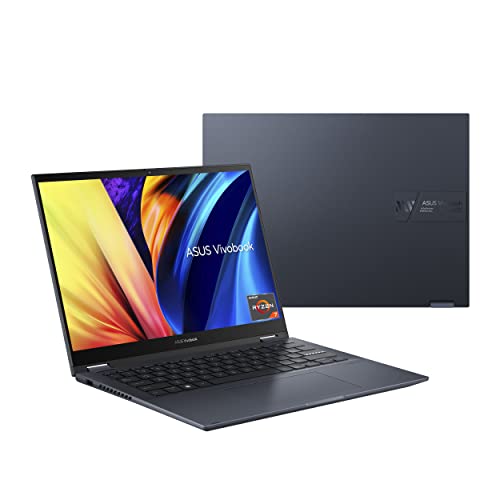 ASUS Vivobook S 14 Flip 14” WUXGA 16:10 Touch Display, AMD Ryzen 7 5800H CPU, 8GB RAM, 512GB SSD, NumberPad, FingerPrint Sensor, Windows 11 Home, Quiet Blue, TN3402QA-AS74T