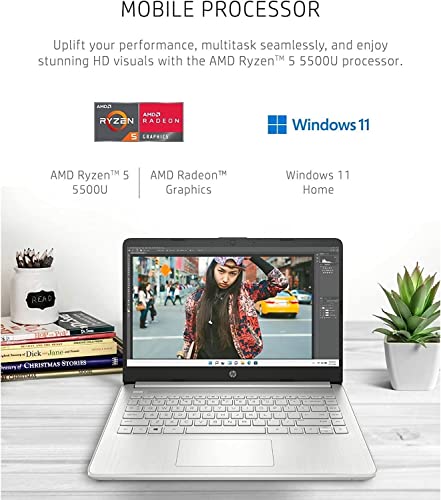 HP 2022 Newest 14 14.0" FHD Laptop Computer, Hexa-Core AMD Ryzen 5 5500U up to 4.0GHz (Beat i5-1135G7), 8GB DDR4 RAM, 256GB PCIe SSD, WiFi 6, Bluetooth 5.2, Type-C, Windows 11, BROAG 64GB Flash Drive