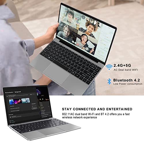 Ruzava Laptop Windows 10 14" 64GB Storage Support 1TB SSD Expansion 6GB RAM 1920x1080 FHD Traditional Laptops Computer 2.4G+5G WiFi Bluetooth 4.2 USB HDMI Aocwei for Work Study -Gray