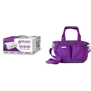 gemini twin-function cutter & embosser crafter’s companion junior jnr portable die cutting and embossing machine, white & tote bag, purple