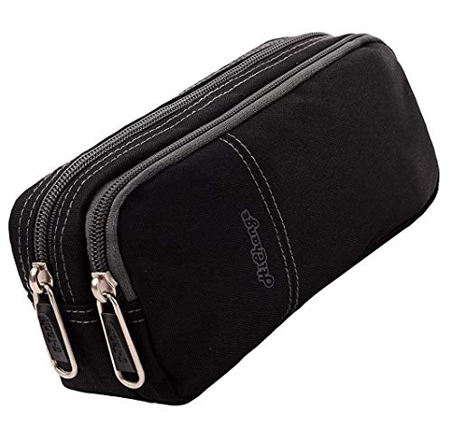 Pencil Case, Large Capacity Pencil Cases Pencil Bag with Two Compartments (Black)