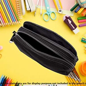 Pencil Case, Large Capacity Pencil Cases Pencil Bag with Two Compartments (Black)