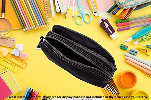 Pencil Case, Large Capacity Pencil Cases Pencil Bag with Two Compartments (Black)