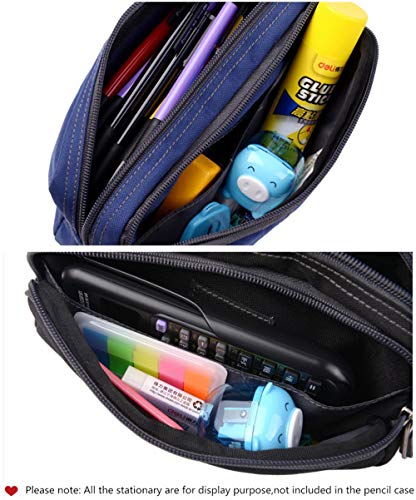 Pencil Case, Large Capacity Pencil Cases Pencil Bag with Two Compartments (Black)