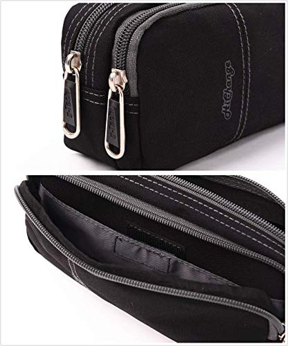 Pencil Case, Large Capacity Pencil Cases Pencil Bag with Two Compartments (Black)