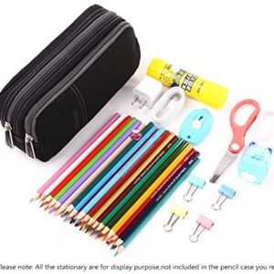 Pencil Case, Large Capacity Pencil Cases Pencil Bag with Two Compartments (Black)