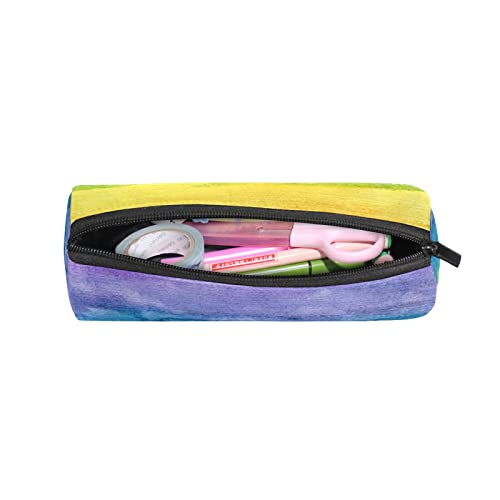 Pencil Bag Pencil Case Pen Holder Zipper Bag Pouch Makeup Brush Cosmetic Bag Abstract Art Colorful Stripe Rainbow for School Office Work Travel…