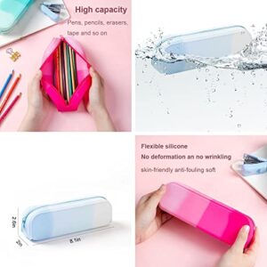 Wisbow, 3 Pack, 3 Color, Silicone Pencil Case Pouch Bag, Stylish Simple Durable Multifonction Organizer Box, Small Cute Aesthetic Zipper Pencil Pouch, Travel Cosmetics Makeup Bag, Gifts.