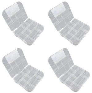 small clear plastic 9-compartment organizer cases, 7.5 x 6.5 x 2 inches, 4-ct set