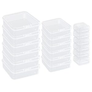 IBEQUEM 18Pcs Mixed Sizes Rectangular Empty Plastic Box, Mini Clear Plastic Organizer Small Plastic Beads Storage Containers with Hinged Lids for Craft Projects, Jewelry, Tools, Hardware, Small Items