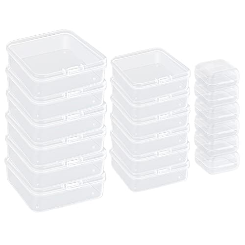 IBEQUEM 18Pcs Mixed Sizes Rectangular Empty Plastic Box, Mini Clear Plastic Organizer Small Plastic Beads Storage Containers with Hinged Lids for Craft Projects, Jewelry, Tools, Hardware, Small Items