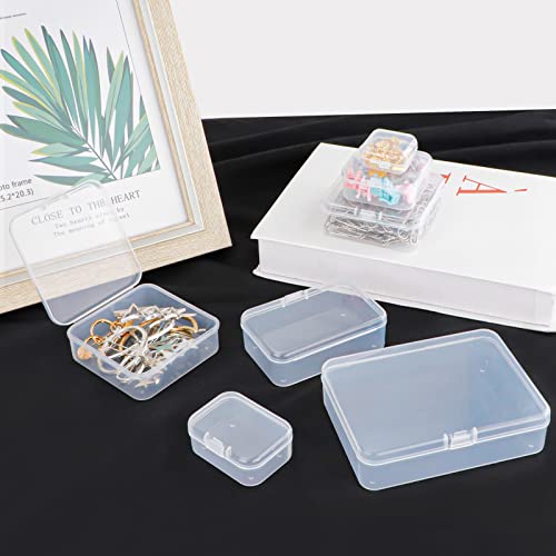 IBEQUEM 18Pcs Mixed Sizes Rectangular Empty Plastic Box, Mini Clear Plastic Organizer Small Plastic Beads Storage Containers with Hinged Lids for Craft Projects, Jewelry, Tools, Hardware, Small Items