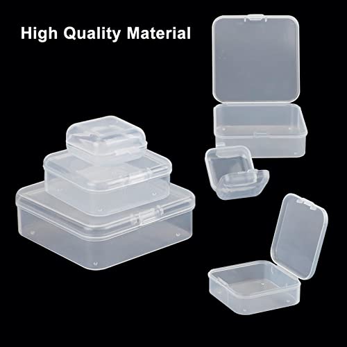 IBEQUEM 18Pcs Mixed Sizes Rectangular Empty Plastic Box, Mini Clear Plastic Organizer Small Plastic Beads Storage Containers with Hinged Lids for Craft Projects, Jewelry, Tools, Hardware, Small Items