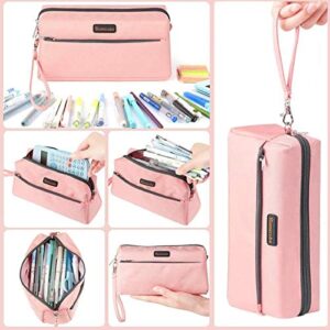 Homecube Pencil Case Cosmetic Bag Student Stationery Pouch Bag Office Storage Organizer for Girl Boy Women Men - Pink