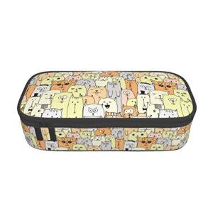 Igneinf Funny Animal Compartment Pencil Case Durable With Zipper Pencil Pouch For Office Boys Girls Teenagers