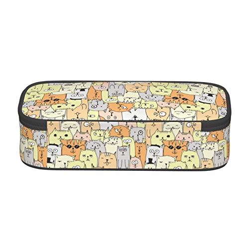 Igneinf Funny Animal Compartment Pencil Case Durable With Zipper Pencil Pouch For Office Boys Girls Teenagers