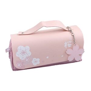 kawaii cherry blossom pencil bag pink sweet pencil case large capacity stationery pouch school supplies makeup bag cute pencil case (pink)