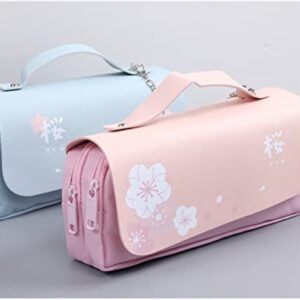 Kawaii Cherry Blossom Pencil Bag Pink Sweet Pencil Case Large Capacity Stationery Pouch School Supplies Makeup Bag Cute Pencil Case (Pink)