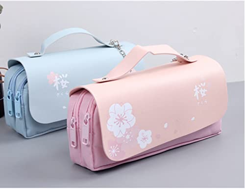 Kawaii Cherry Blossom Pencil Bag Pink Sweet Pencil Case Large Capacity Stationery Pouch School Supplies Makeup Bag Cute Pencil Case (Pink)