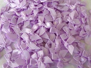 icrafy 100 tiny lavender purple satin ribbon bows sweet mini embellishment craft artificial applique wedding ribbon width 7 mm.